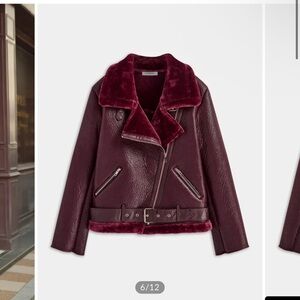 Commense Deep Burgundy Faux Leather Jacket